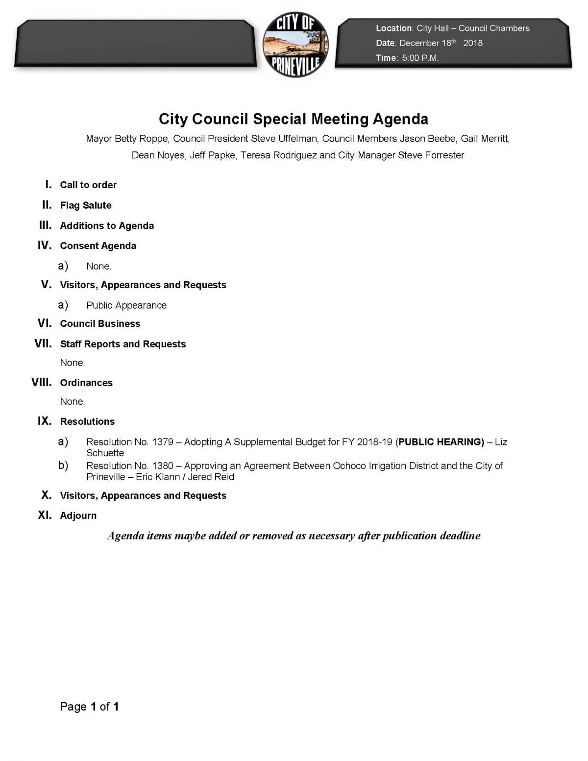 Council Agenda 12-18-18