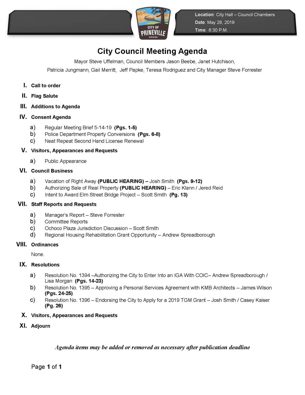Council Agenda 5-28-19