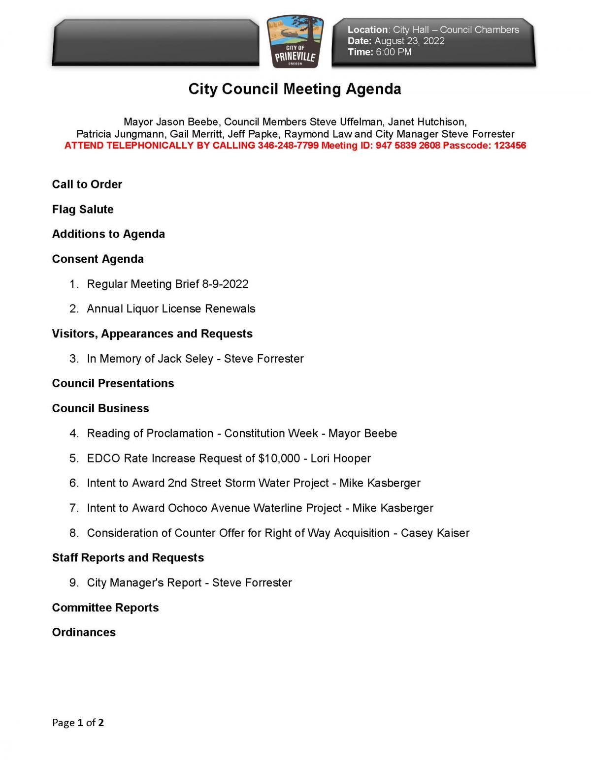 Council Agenda pg 1