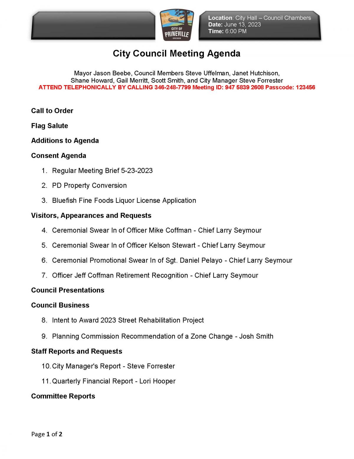 Council Agenda pg 1