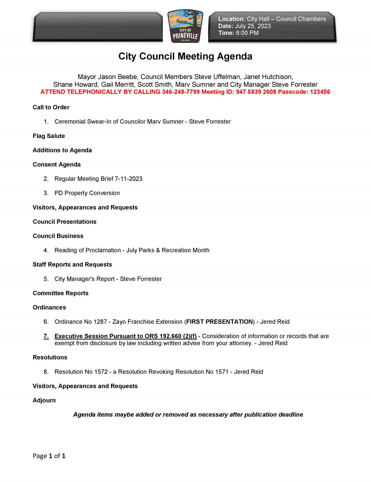 Council Agenda Packet 7-25-2023