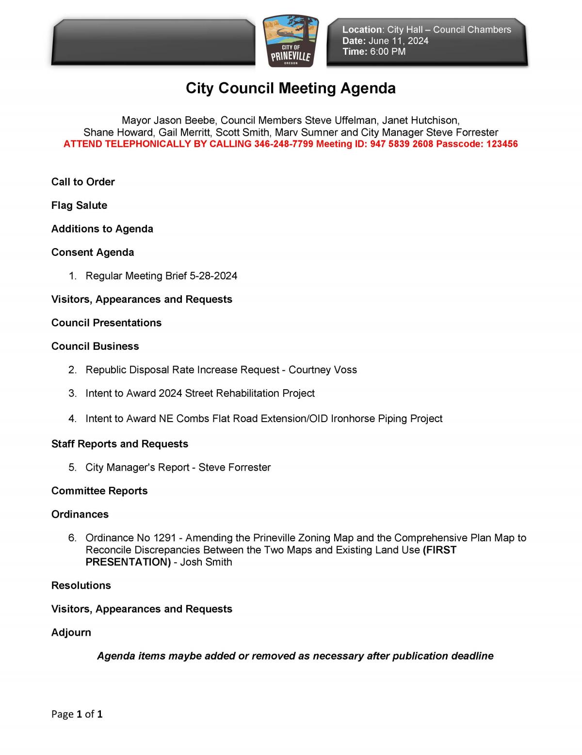 Council Agenda 6-11-2024