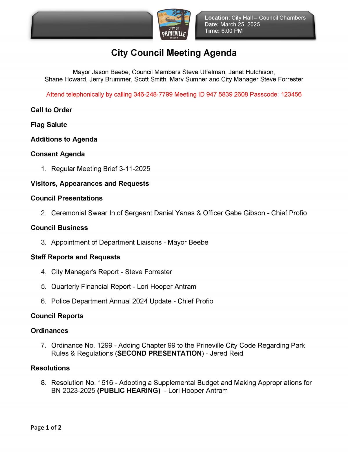 Council Agenda pg. 1