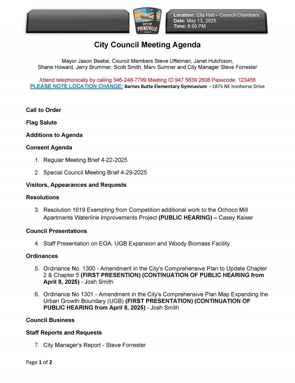 Council Agenda