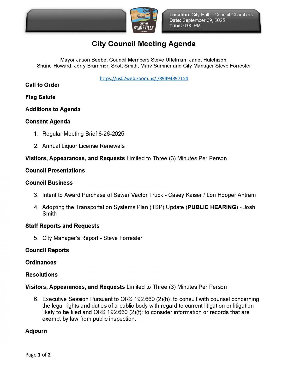 Council Agenda Page 1