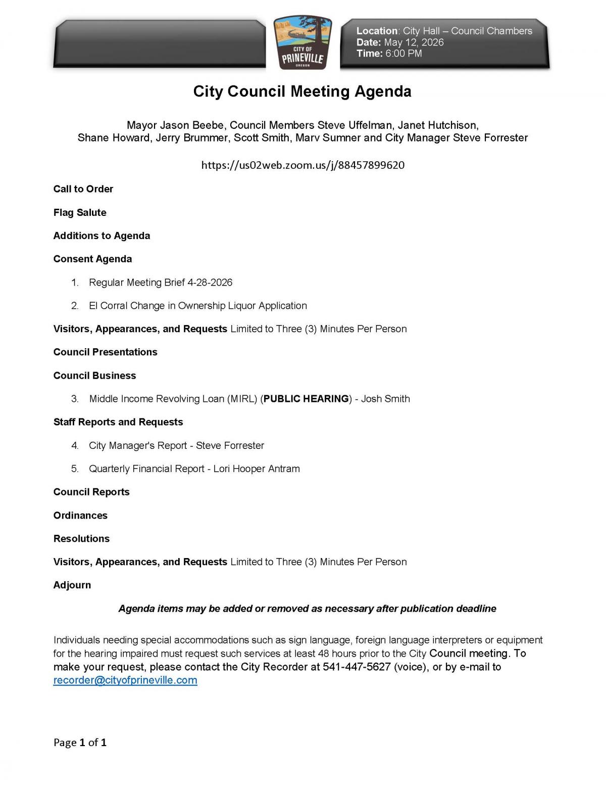 Council Agenda 5-12-2026