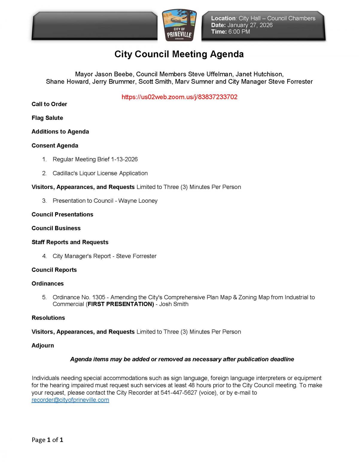 Council Agenda 1-27-2026