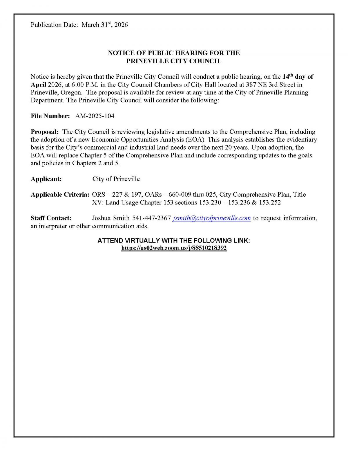 Public Hearing Notice
