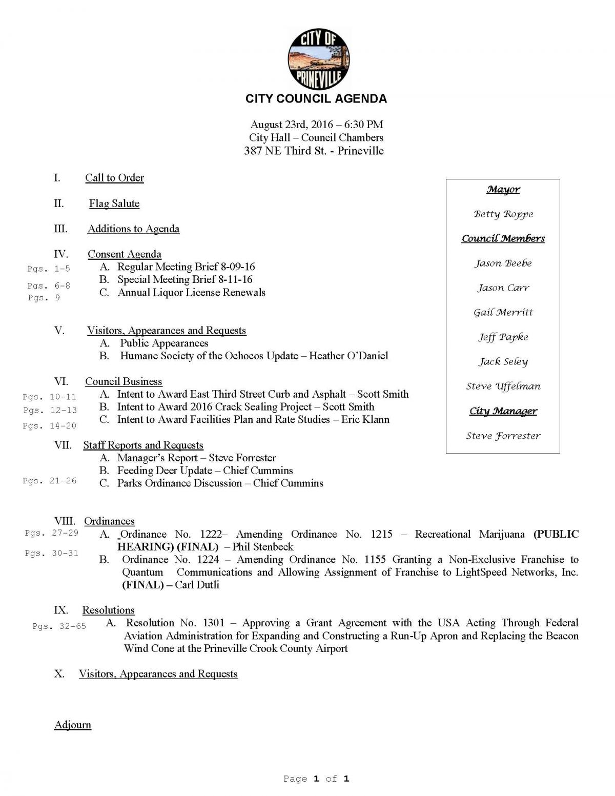 Council Agenda 8-23-16