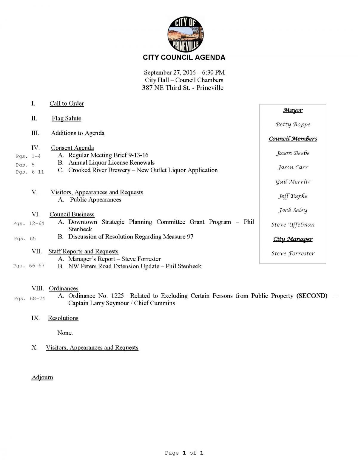 Council Agenda 9-27-16