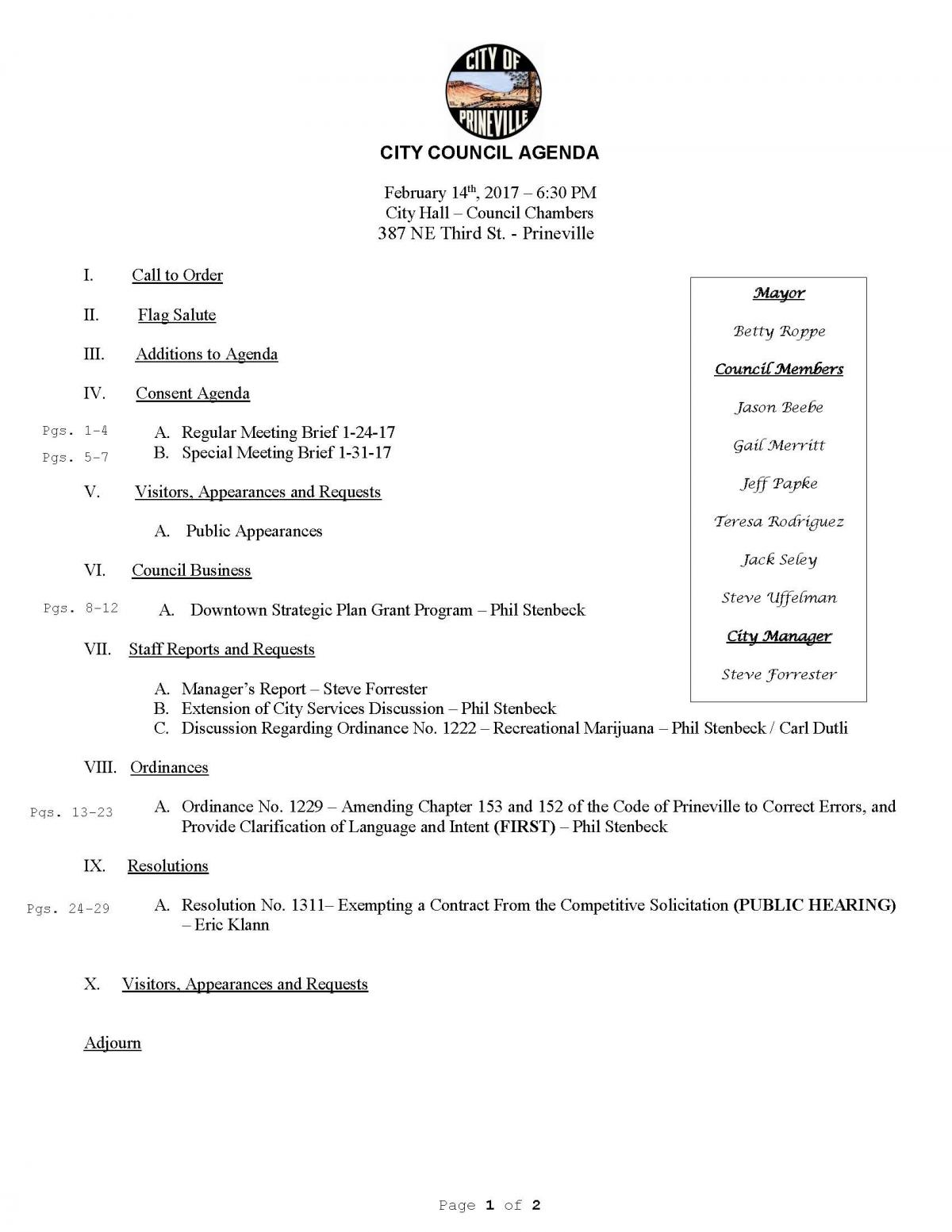 Council Agenda 2-14-17