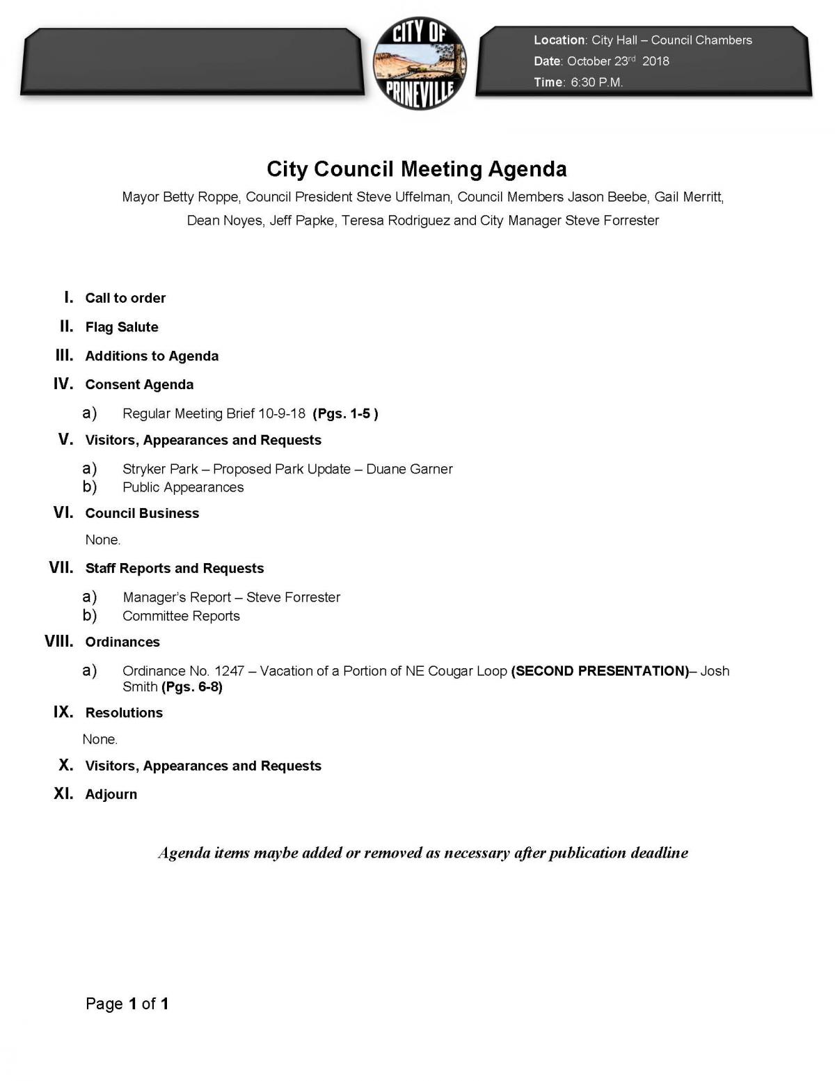 Council Agenda 10-23-18